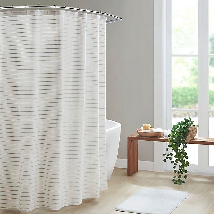 Clean Spaces Alder Texture Striped 100% Recycled Fiber Woven Shower Curtain