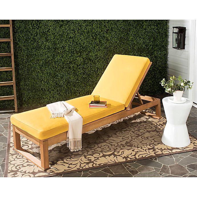 Safavieh Solano Sun Lounger with Cushion in Teak Brown/Yellow