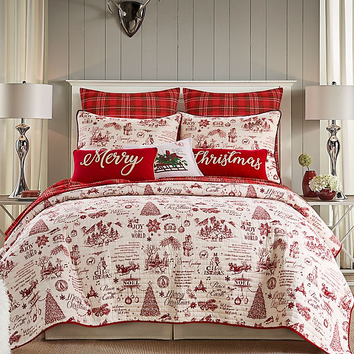 Levtex Home Yuletide Reversible King Quilt Set in Red/White