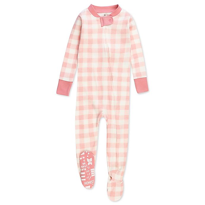 The Honest Company® Buffalo Check Organic Cotton Footed Pajama in Pink