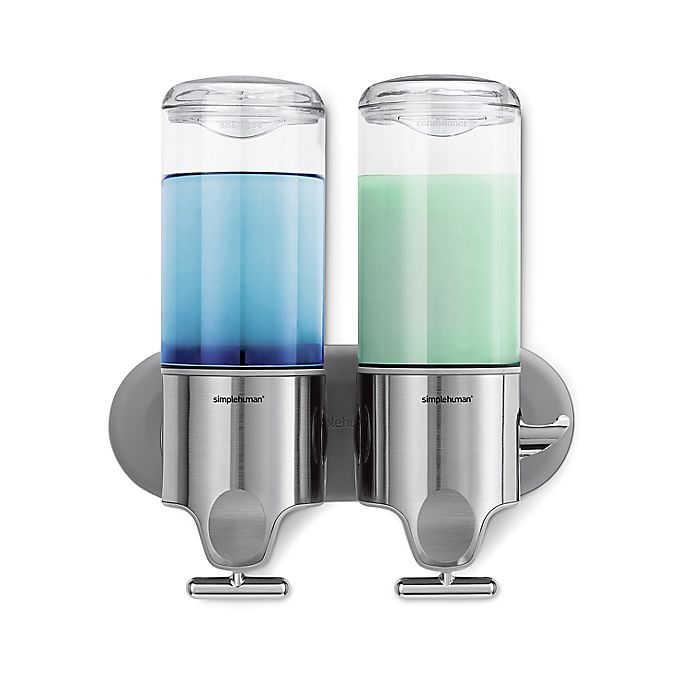 Stainless Steel Soap Dispenser Wall Mounted Shampoo Three Bottles Set Square 
