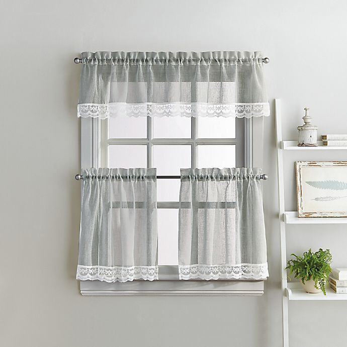 3pcs/set Kitchen Bathroom Window Sheer Tier Curtain & Valance Drape Decor 