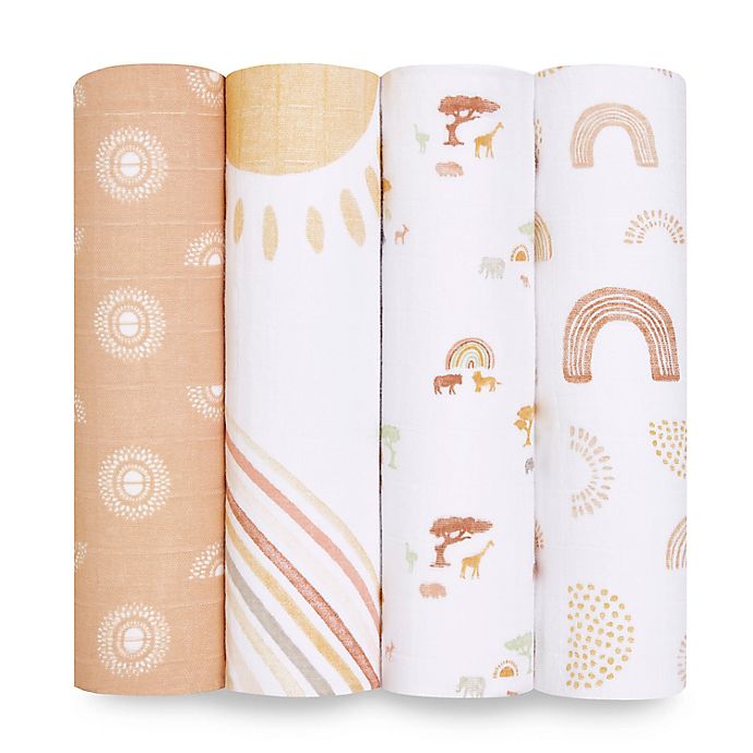 aden + anais® 4-Pack Keep Rising Cotton Muslin Swaddle Blankets in Cream
