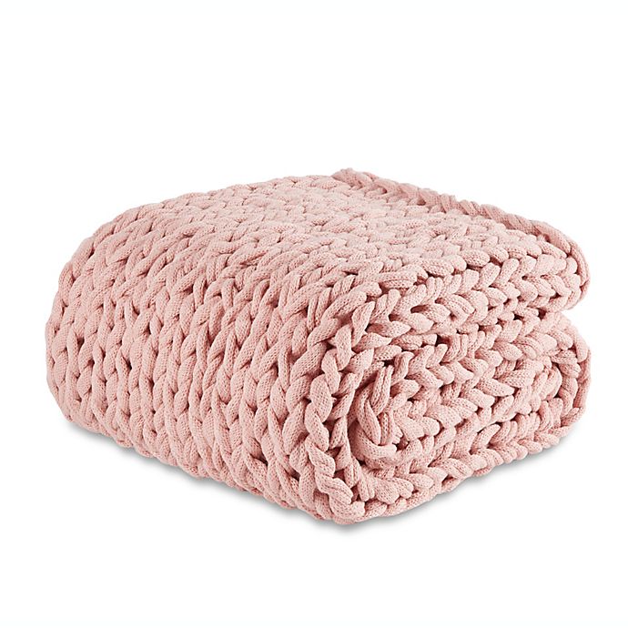 Laura Hill Chunky Knit Throw Blanket in Rose