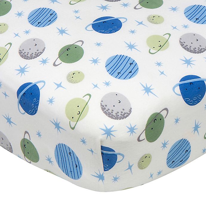 Gerber® Space Fitted Crib Sheet in Blue