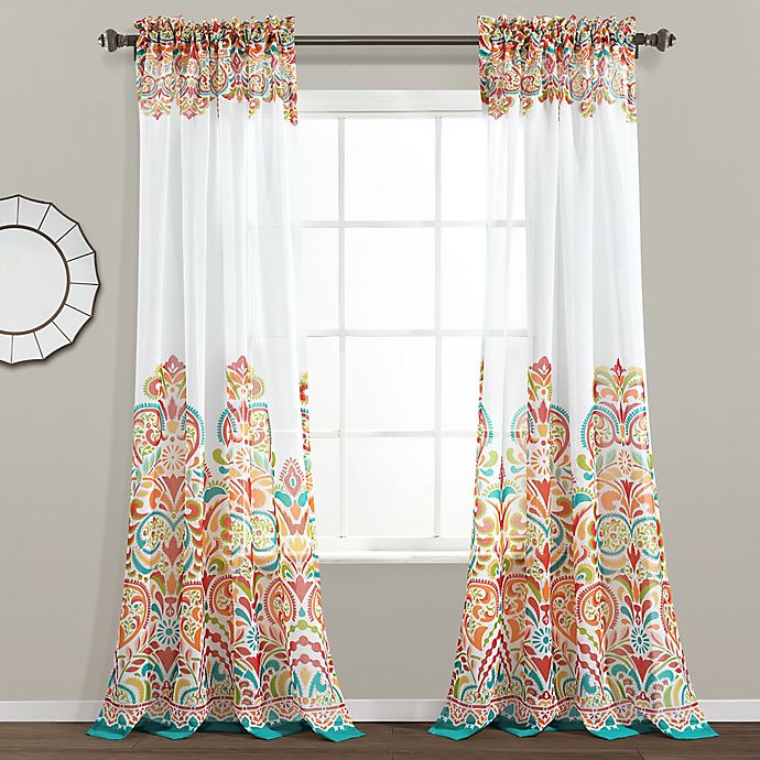 Lush Décor Clara 84-Inch Rod Pocket Window Curtain Panels in Turquoise/Multi (Set of 2)