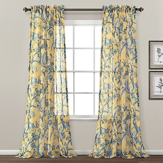 Lush Décor Dolores 84-Inch Rod Pocket Window Curtain Panels in Yellow (Set of 2)