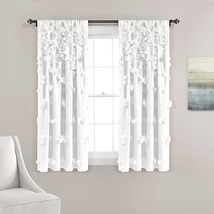 Lush Decor 63-Inch Rod Pocket Riley Window Curtain Panel in White (Single)