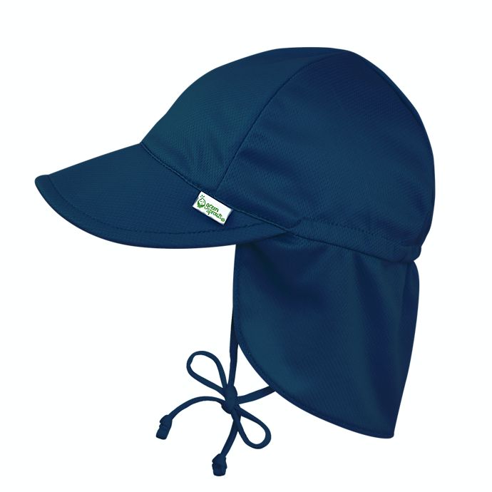 Breathable Flap Sun Protection Hat in Navy, 9-18M