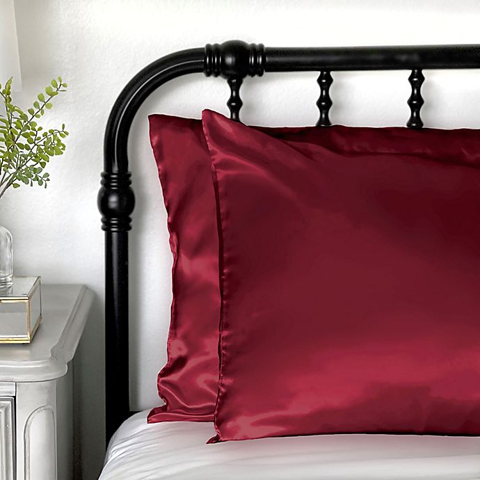 Morning Glamour Satin Standard Pillowcases in Burgundy (Set of 2)