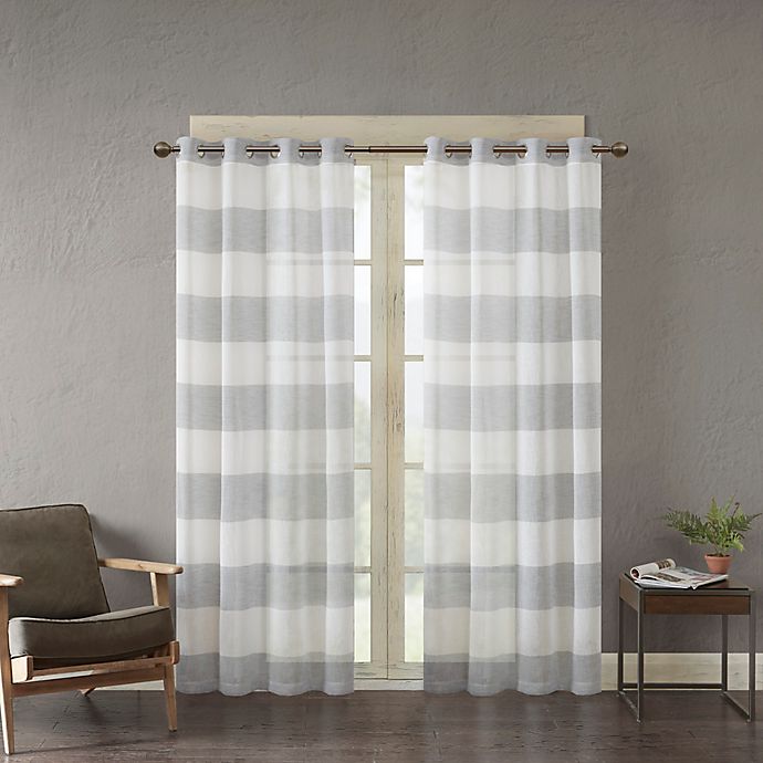 Urban Habitat Mason Yarn Dyed Woven Sheer 95-Inch Window Curtain Panel in Grey (Single)