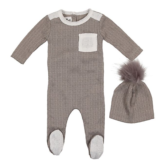 HannaKay, By Maniere 2-Piece Marled Footie and Faux Fur Pom Hat
