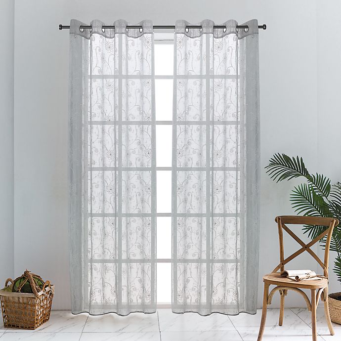 Lyndale Lillian 54-Inch Grommet Sheer Window Curtain Panel in Silver (Single)