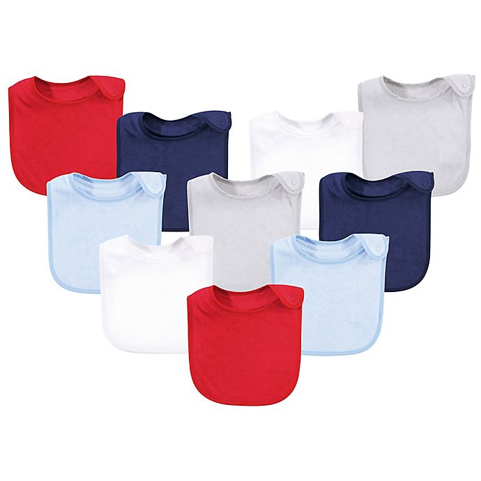 Hudson Baby® 10-Pack Rayon from Bamboo Basic Terry Solid Color Drooler Bibs