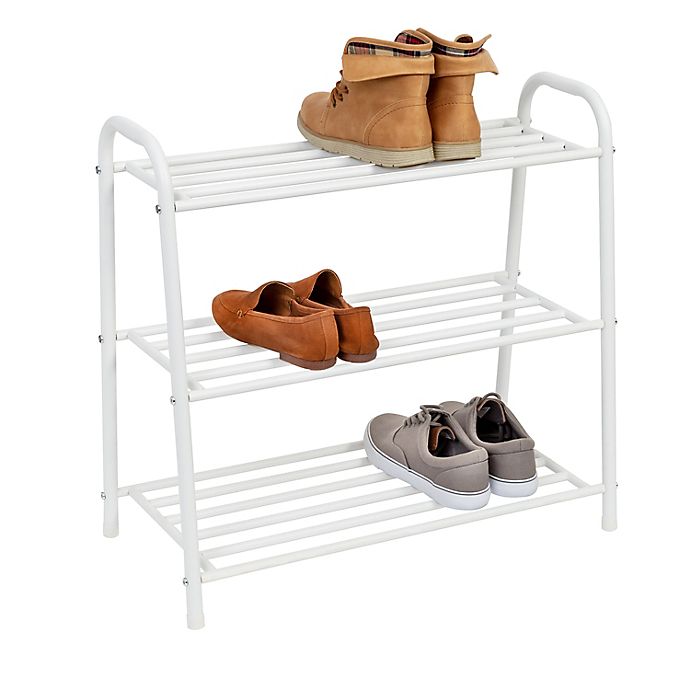 Honey-Can-Do® 3-Shelf Steel Shoe Rack in Matte White