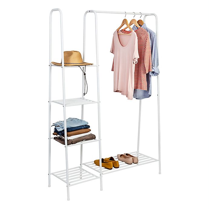 Honey-Can-Do® Freestanding Closet with Clothes Rack and Shelves in Matte White