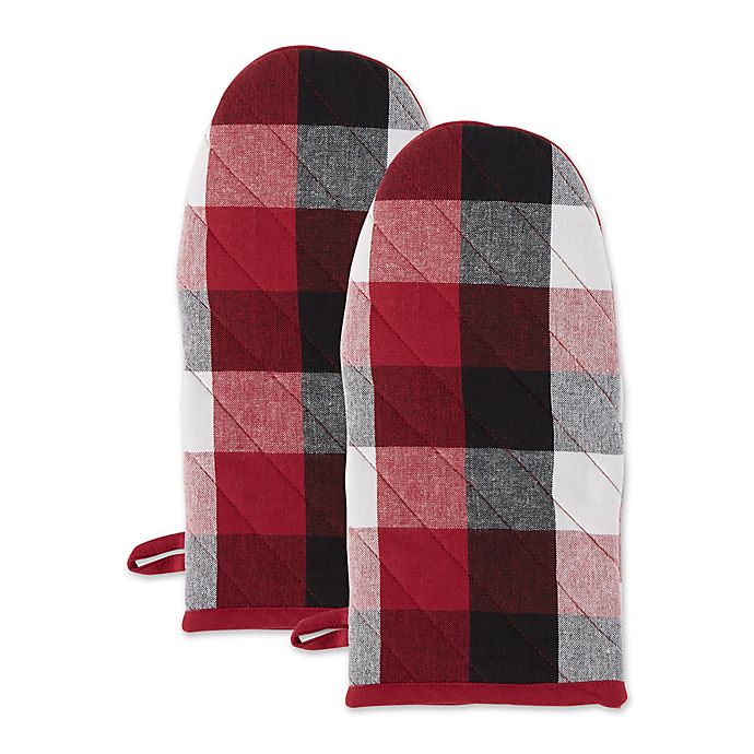 DII Tri-Color Check Oven Mitts (Set of 2)