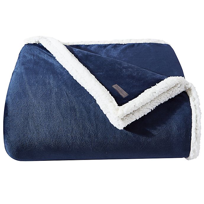 Eddie Bauer® Solid Ultra Soft Plush Fleece Reversible King Blanket in Dusted Indigo