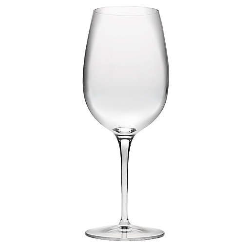 Single clear red wine glass on a white background