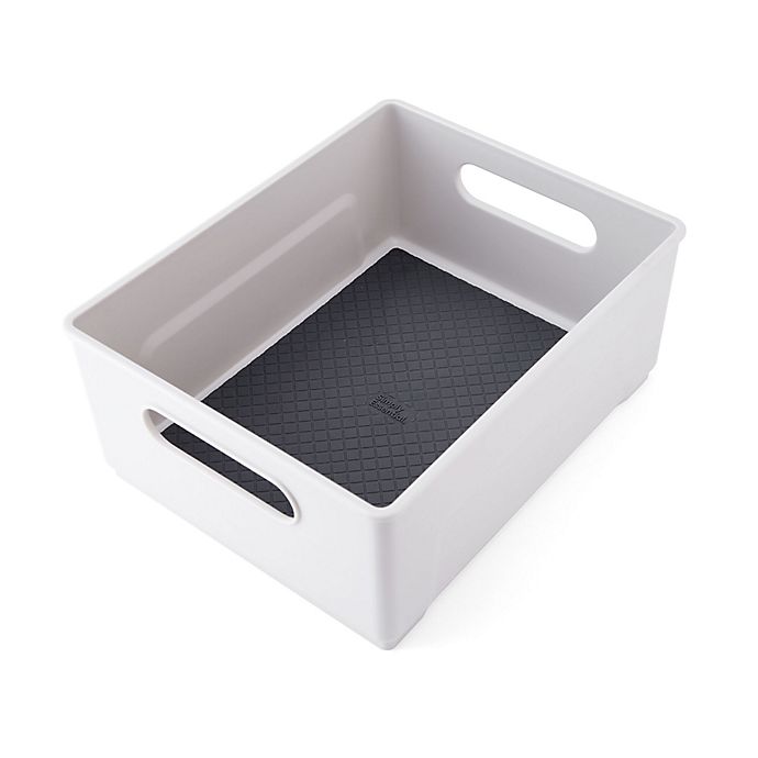 Simply Essential™ Non-Skid Cabinet Storage Bin in Light Grey/Dark Grey