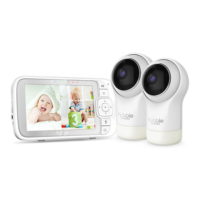 tofu Manhattan Bud Hubble Connected™ Nursery View Pro Twin Video Baby Monitor in White | Bed  Bath & Beyond