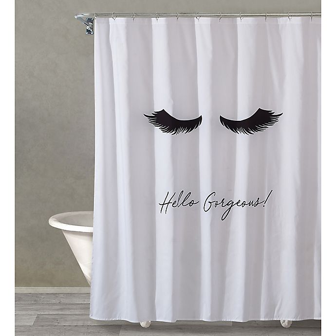 US STOCK Black Background Funny White Lettering Font Fabric Shower Curtain Set 