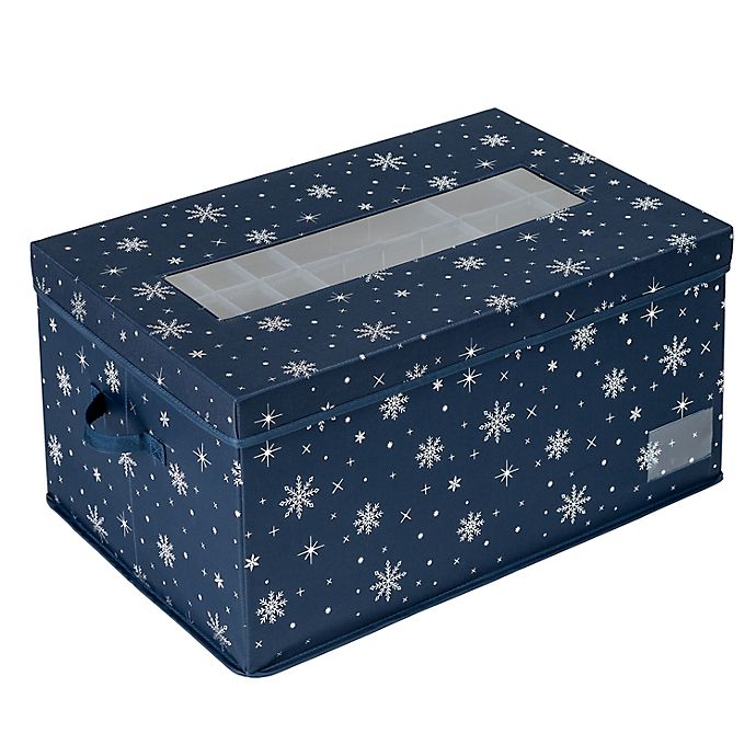 Honey-Can-Do® Large Deluxe Christmas Ornament Storage Cube in Blue/Snow