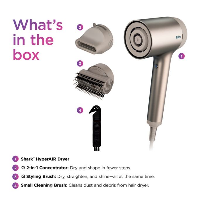 Shark™ HyperAIR IQ Technology Hair Blow Dryer with IQ 2-in-1 Concentrator in Stone