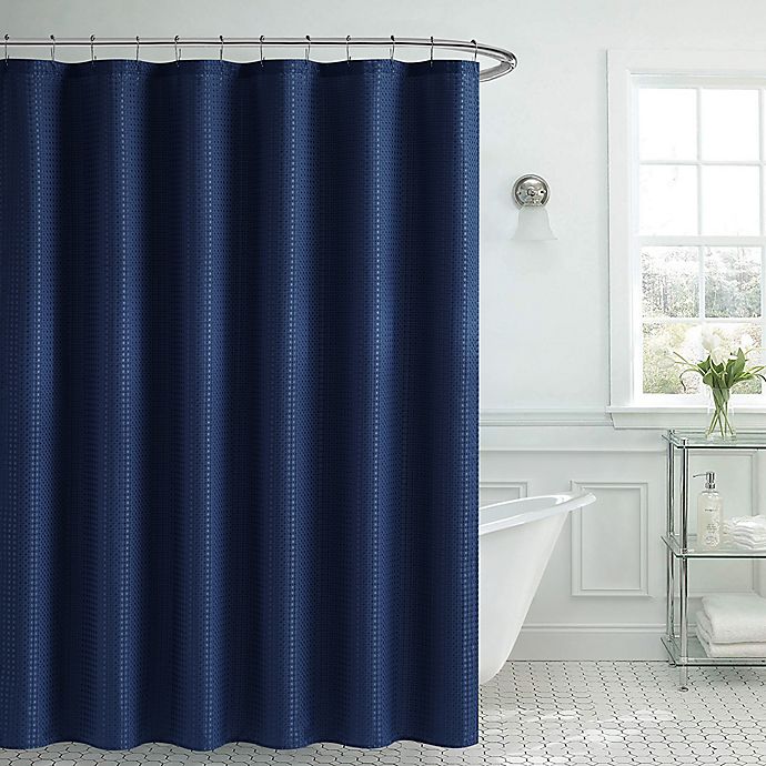 Creative Home Ideas Elijah Solid Textured 70-Inch x 72-Inch Shower Curtain 13-Piece Set in Navy