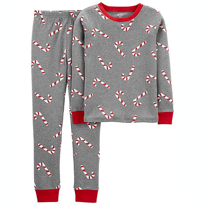 carter's® 2-Piece Snug Fit Candy Cane Pajama Set in Grey