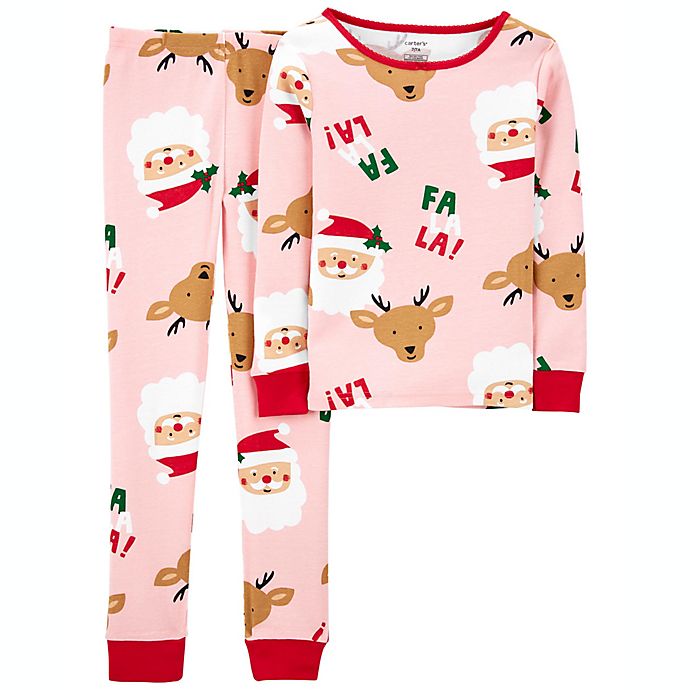 carter's® Child's 2-Piece Santa Icon Snug Fit Cotton Pajama Set in Pink