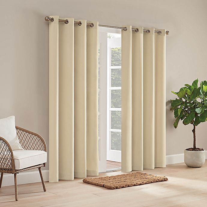 Waverly Hampton 84-Inch Grommet Indoor/Outdoor Window Curtain Panel in Linen (Single)