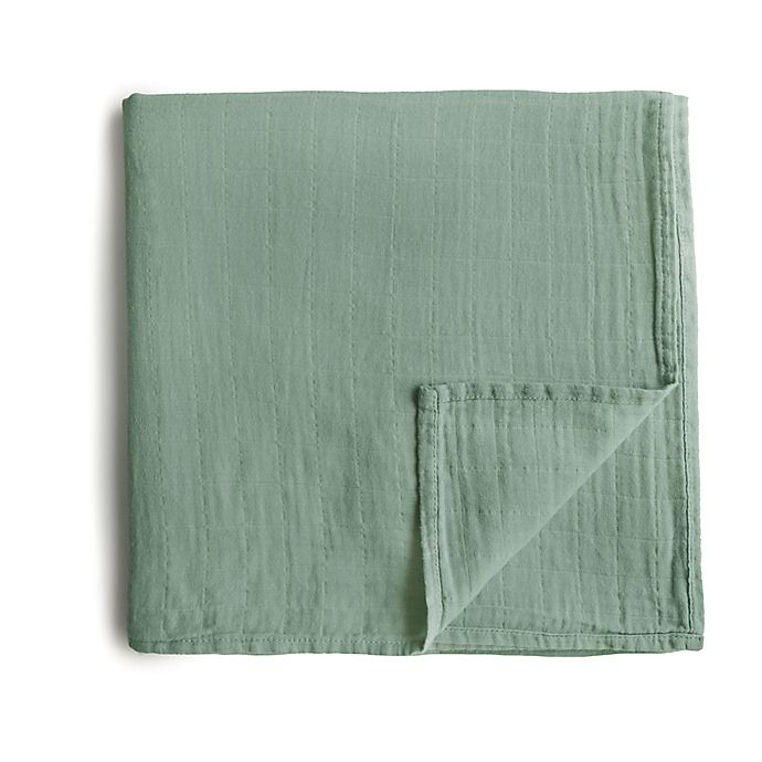 Mushie® Muslin Organic Cotton Swaddle Blanket in Green