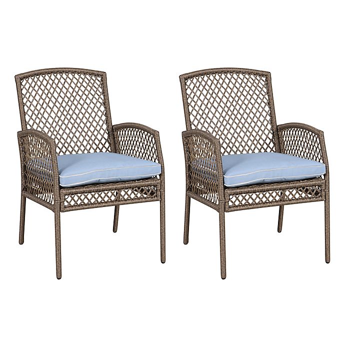 Bee & Willow™ Providence Wicker Outdoor Dining Chairs in Brown (Set of 2)