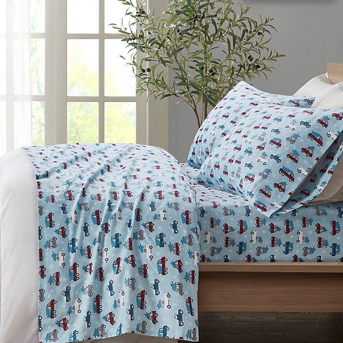 True North by Sleep Philosophy Cozy Flannel 100% Cotton Cars Printed Twin XL Sheet Set