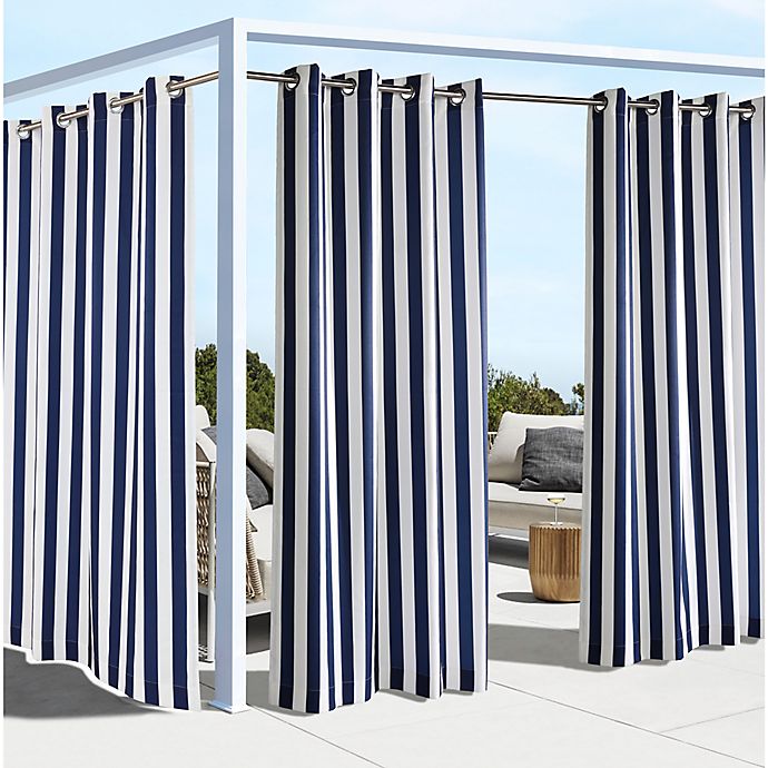 Coastal Stripe Grommet Top Indoor/Outdoor Window Curtain Panel (Single)