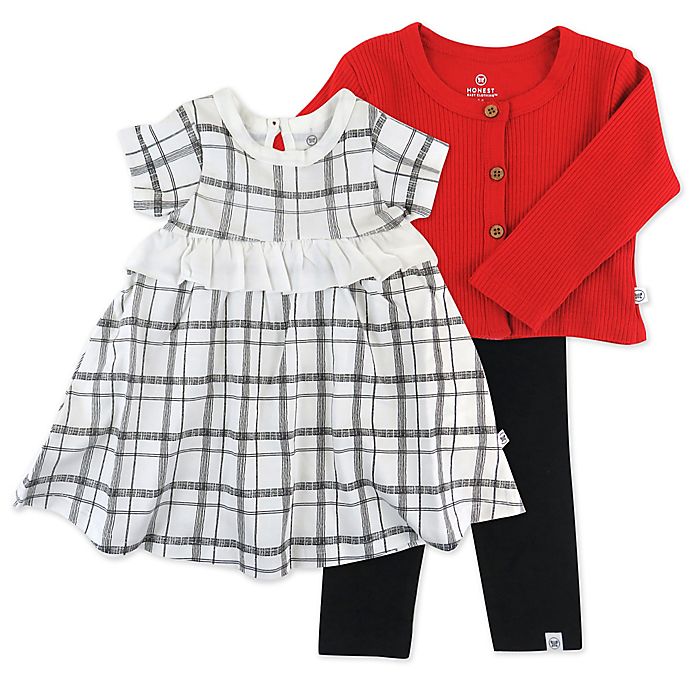 The Honest Company® 3-Piece Dress, Cardigan and Legging Set in Red