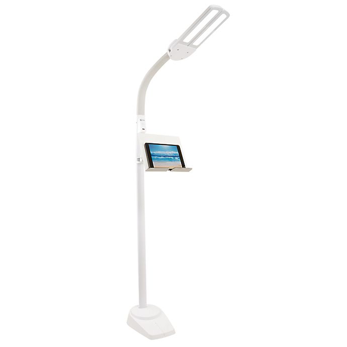 Ottlite® Dual Shade LED Floor Lamp with USB Charging Station in White