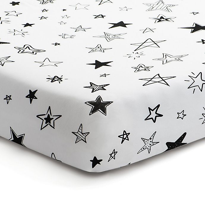 Norani® Stars Organic Cotton Fitted Crib Sheet in Black/White