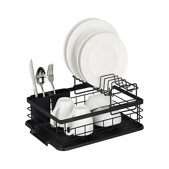 Squared Away® 2-Tier Flat Wire Dish Rack Set in Black