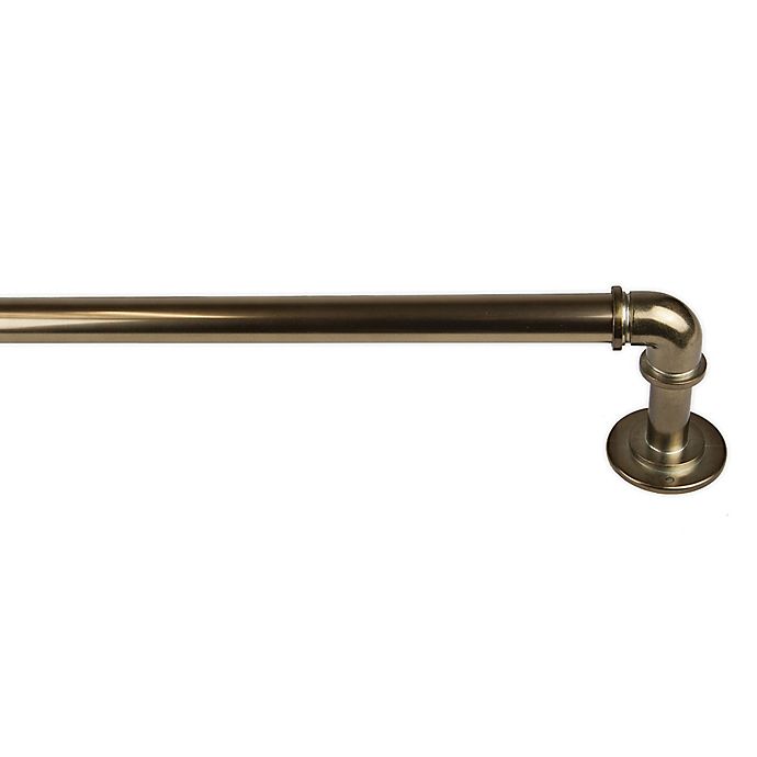 Rod Desyne Pipe 28 to 48-Inch Blackout Adjustable Curtain Rod in Antique Brass