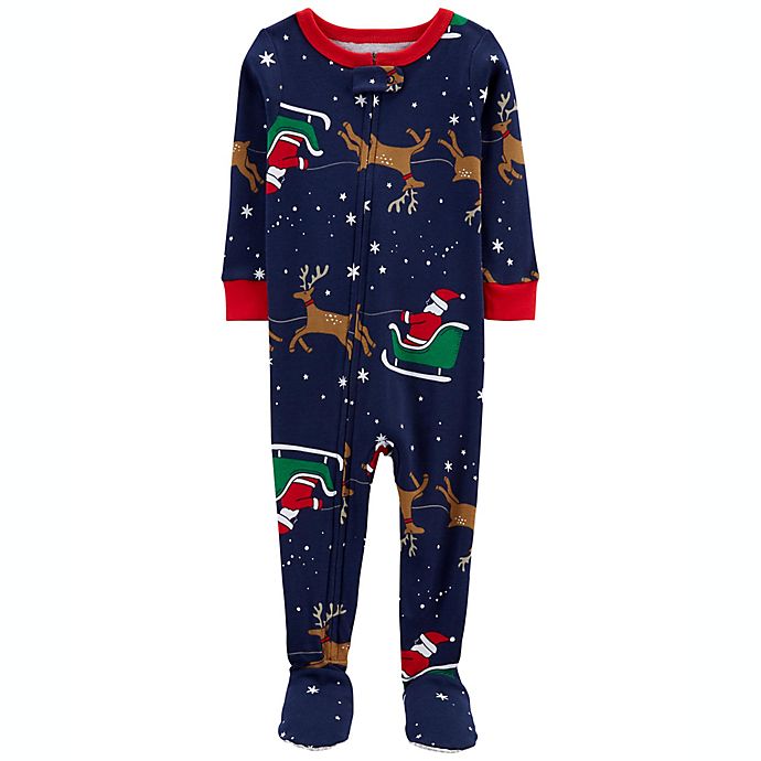 carter's® Reindeer Snug Fit Footie Pajama in Navy