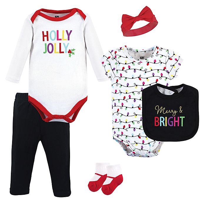 Hudson Baby® Size 3-6M 6-Piece Merry and Bright Christmas Layette Set in Black