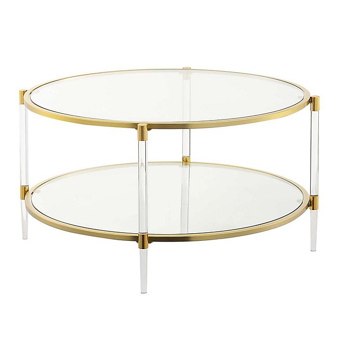 Double Tier Glass and Gold Side Table 