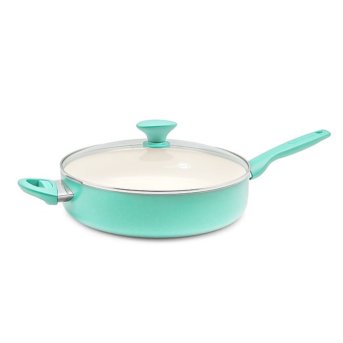 GreenPan™ Rio Ceramic Nonstick 5 qt. Covered Saute Pan with Helper Handle in Turquoise