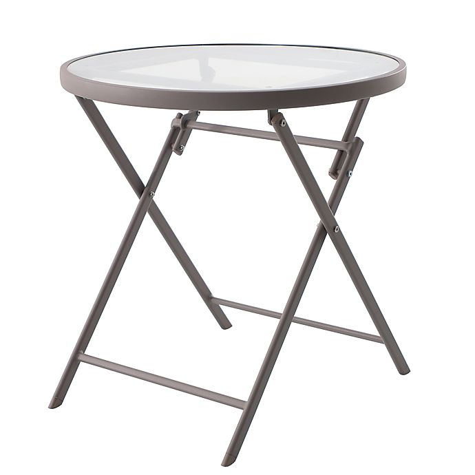 Simply Essential™ NeverRust® Outdoor Aluminum Folding Bistro Table in Grey