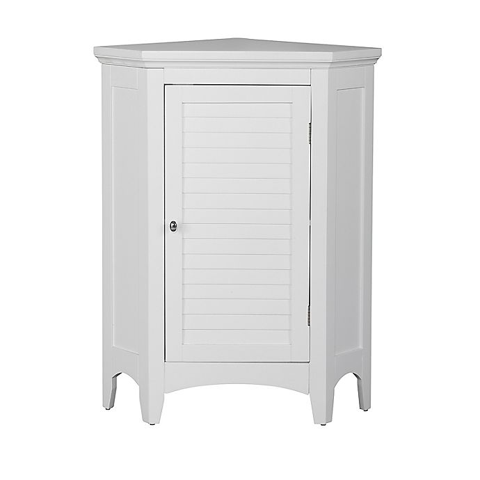Teamson Home Glancy 1-Door Wooden Corner Stand Floor Cabinet in White