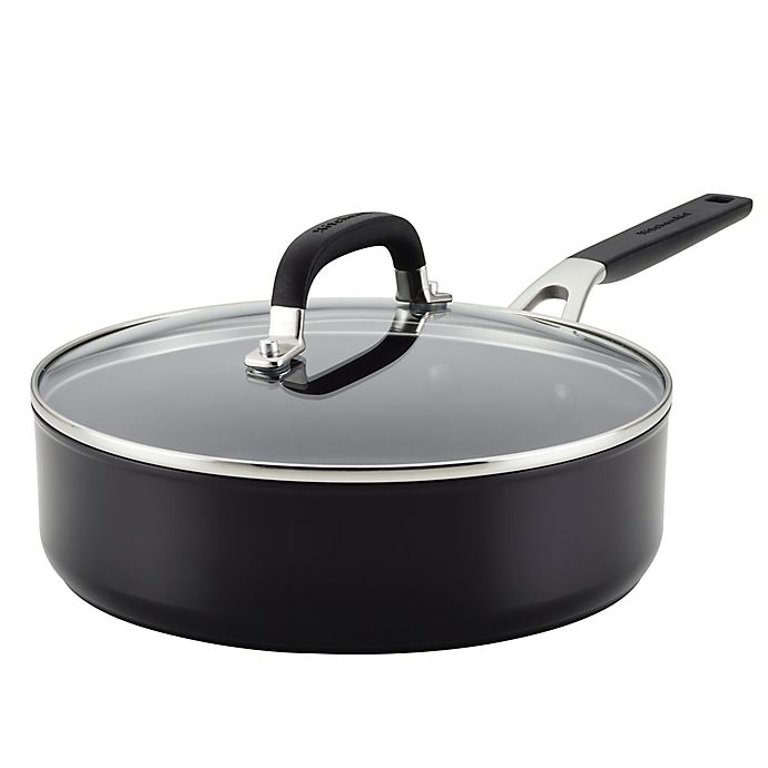 KitchenAid® Hard Anodized 3-Quart Nonstick Saute Pan with Lid in Onyx Black