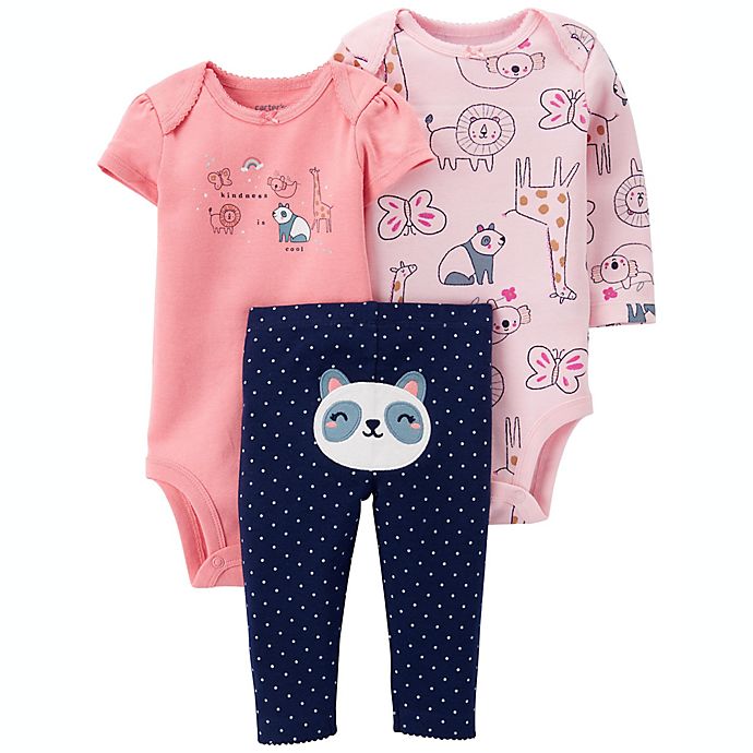 carter's® 3-Piece Panda Bodysuits and Pant Outfit Set in Purple/Blue