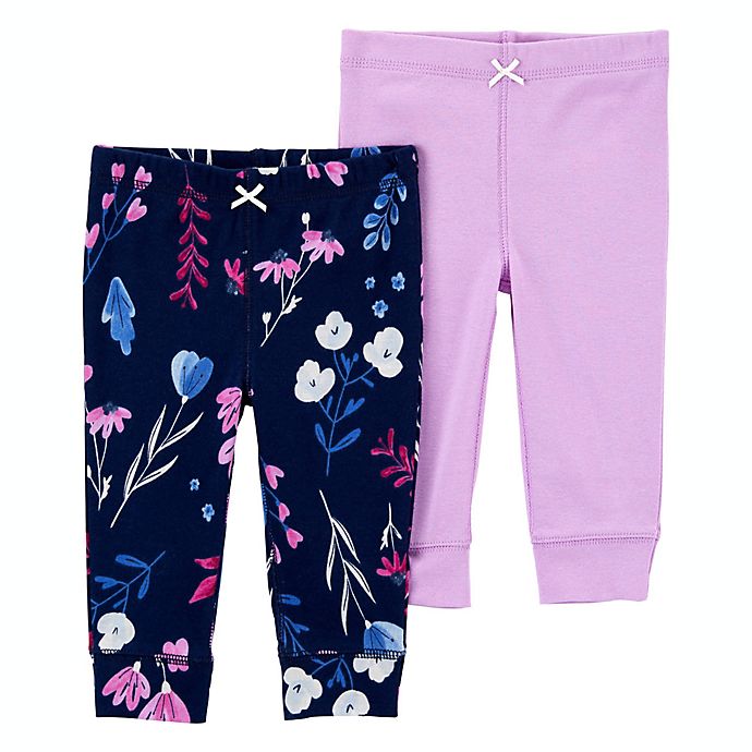 carter's® 2-Pack Floral Pull-On Cotton Pants in Purple